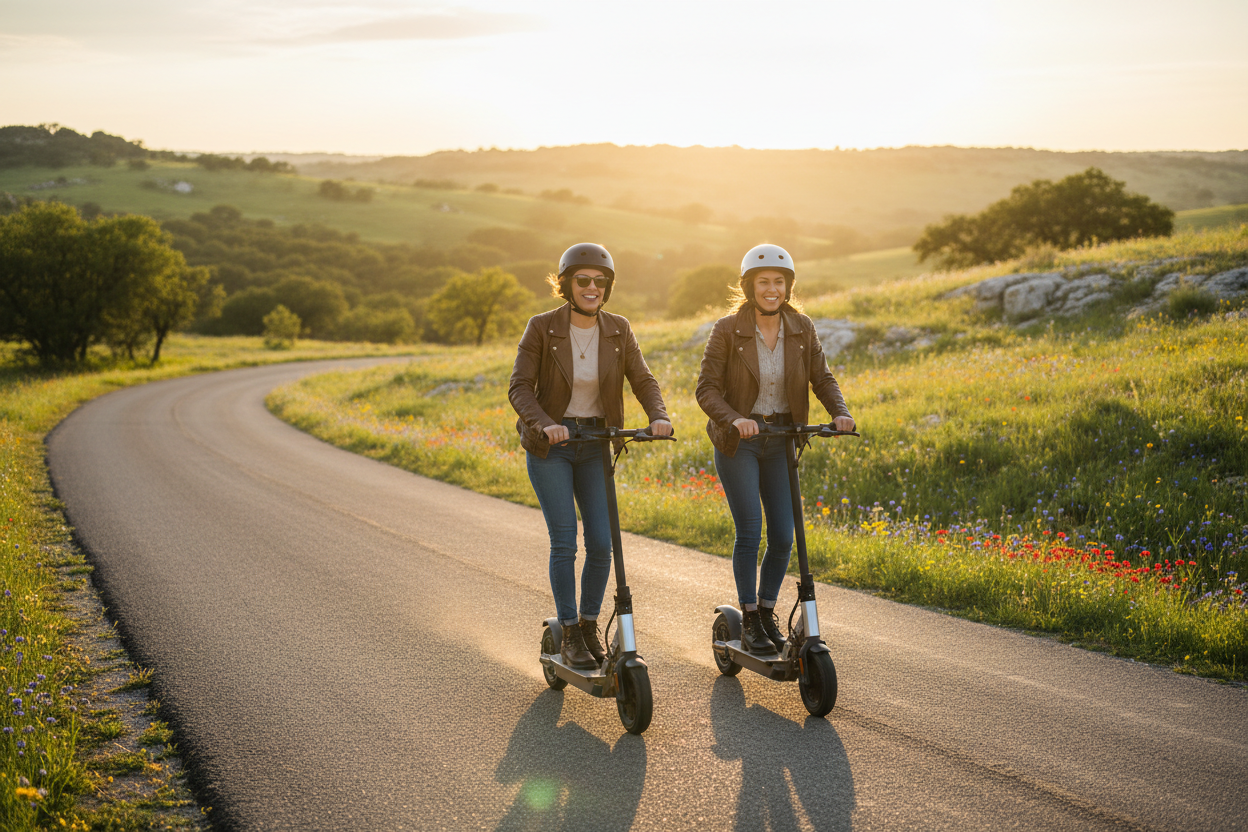 Texas Hill Country E-Scooter Couple