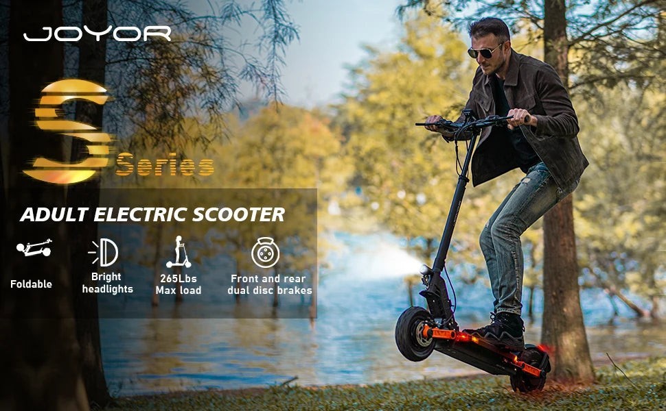 JOYOR S5 Electric Scooter For Adults Motor 800W Max Speed 31Mph 10 Inch 48V 13AH Battery Folding E-Scooter