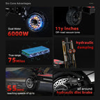 Boyueda S3 EScooters 6000W Dual Motor 60V38ah Hydraulic Oil Brake Electric Scooter Aldult 11 Inch Off-road Vacuum Tire E-Scooter