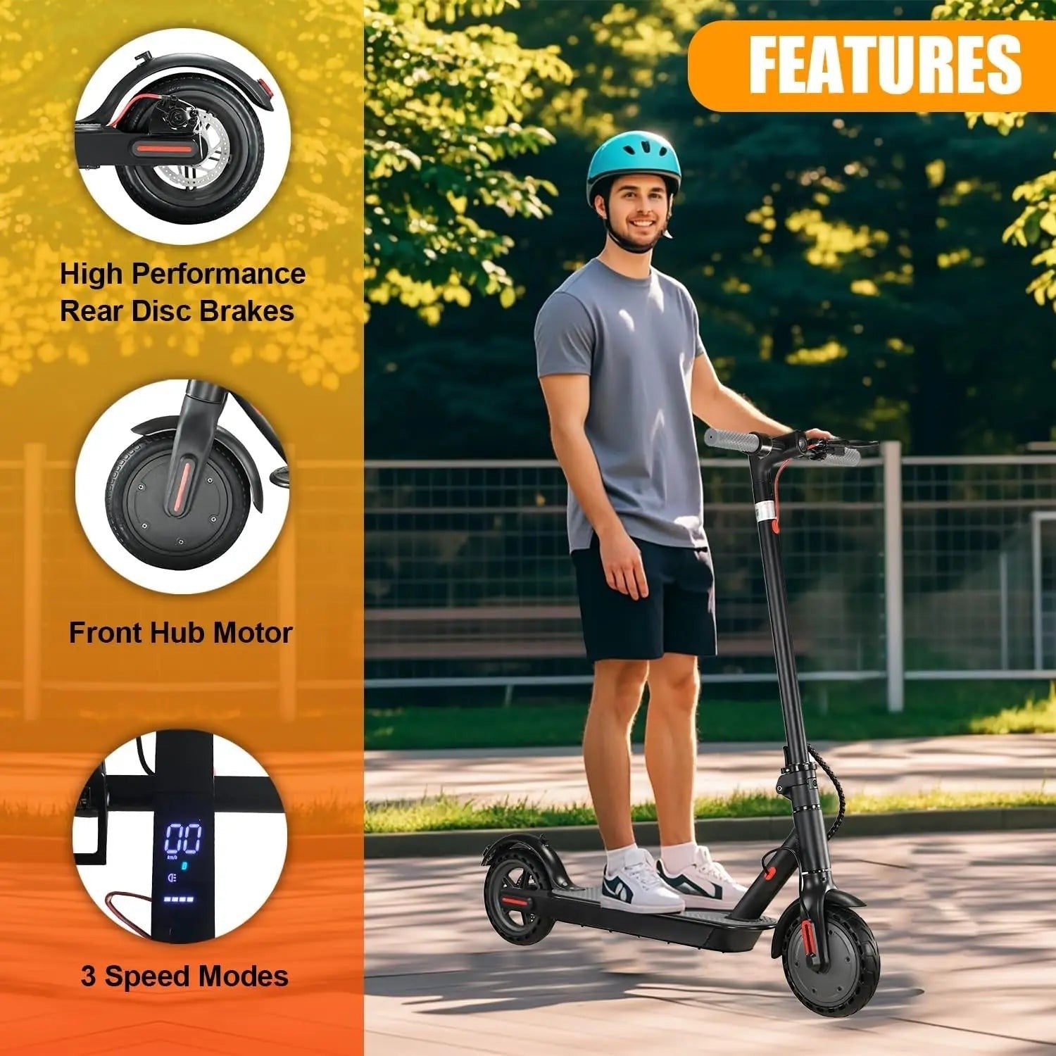 Foldable 350W Motor Adult 30km/h Non-slip Electric Scooter  8.5" Explosion-proof Tires Long Range for Commuting E-Scooter