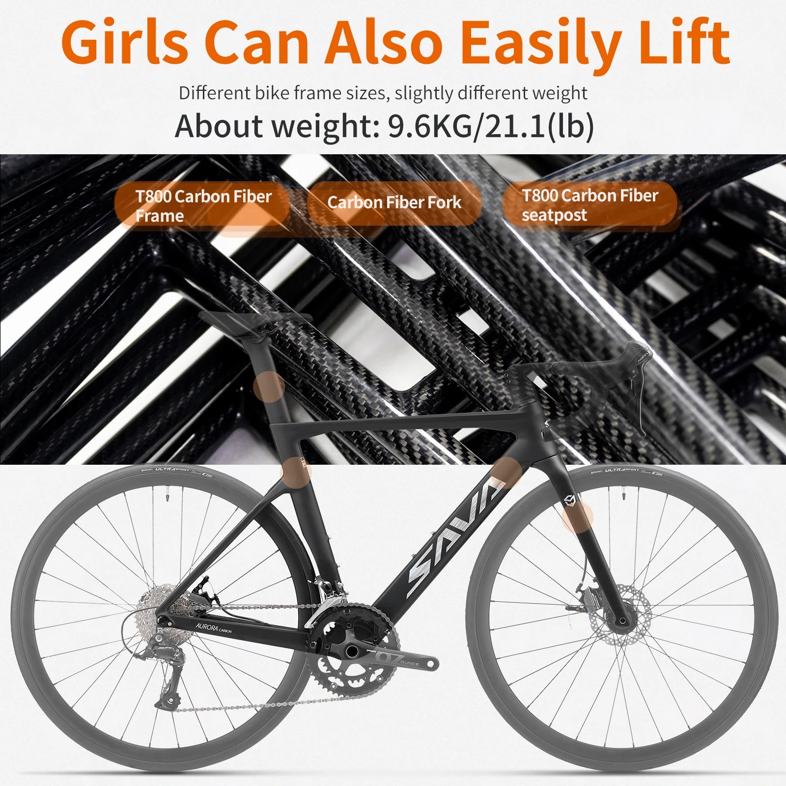 SAVA Carbon 18-Speed Racing Road Bike