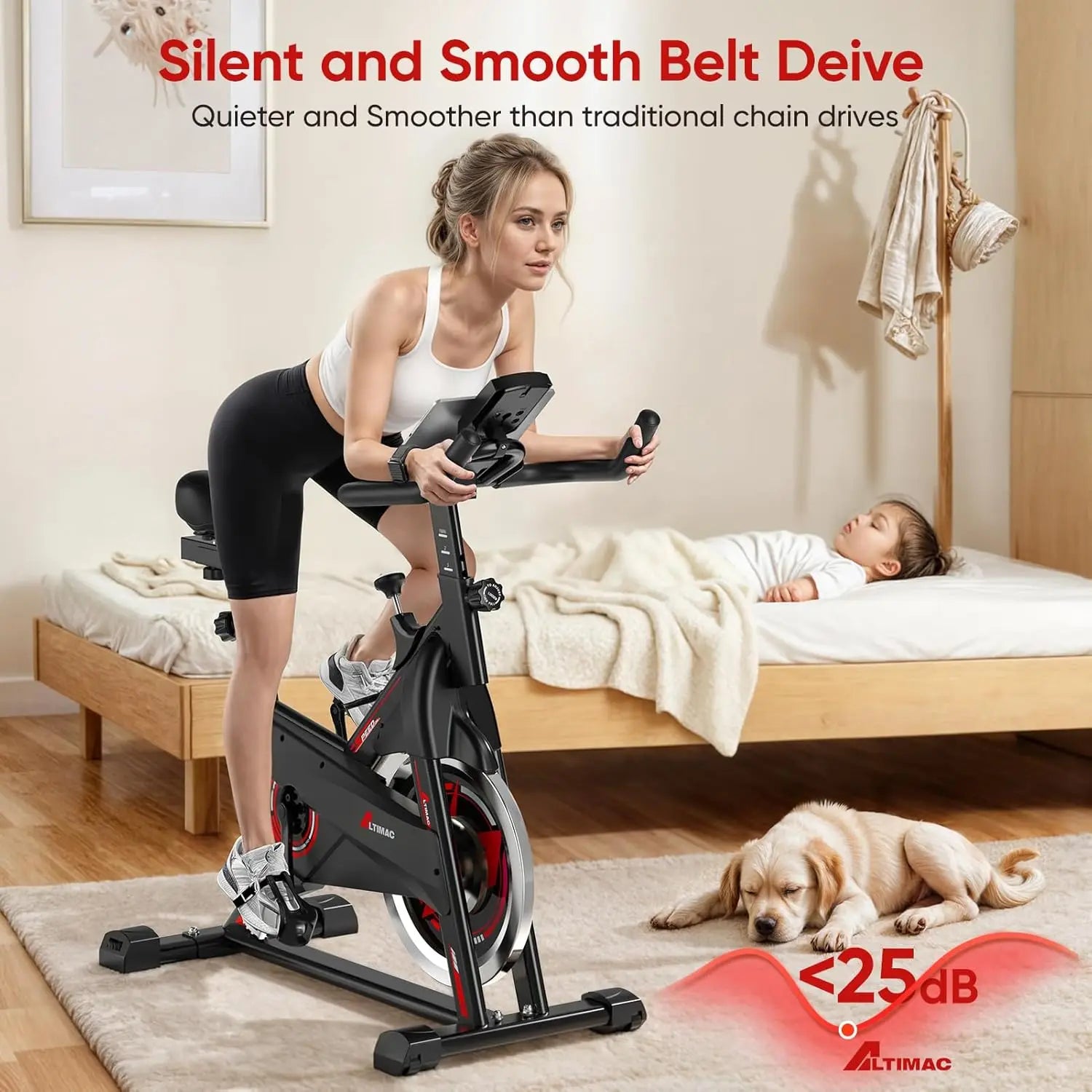 Silent Belt Drive Stationary Bike 300LB
