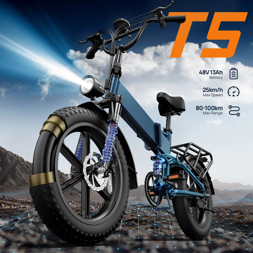 T5 750W 48V13Ah 20” Folding Fat Tire E-Bike
