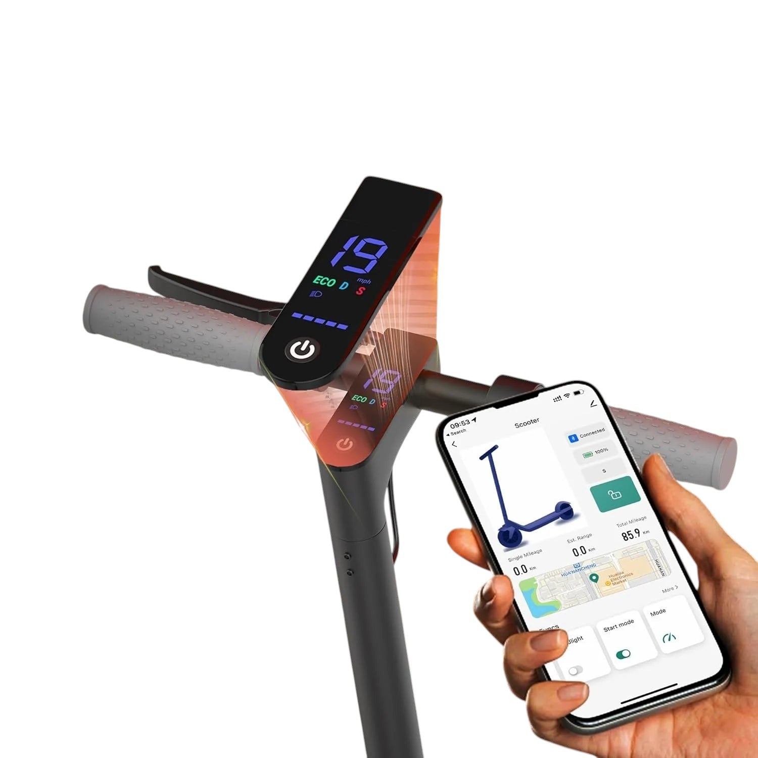 AOVOPRO ES80 350W Electric Scooter 10.5Ah 19mph Max Speed Smart APP Control 21miles Max Range Foldable E-Scooter for Adult