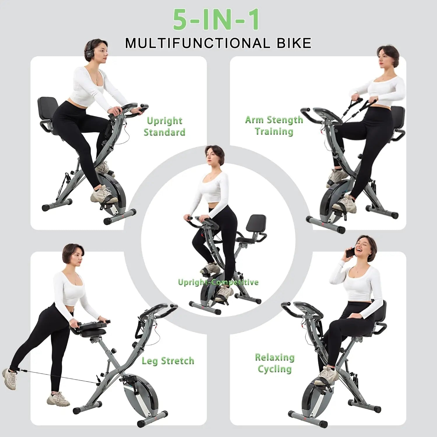 5-in-1 Folding Exercise Bike 350LB