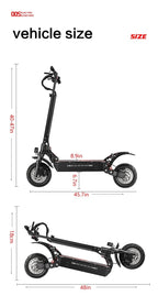 Ride & Spin Co. black foldable electric scooter with dual 3200W motors, 10-inch tires, and hydraulic disc brakes.